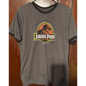 Jurassic Park Universal Studios Ringer T-Shirt Men XL Gray